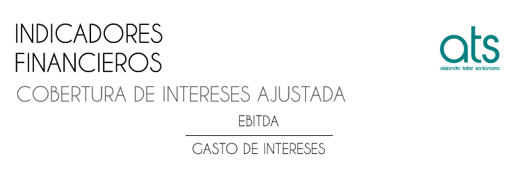 Esta imagen presenta la fórmula de cobertura de intereses ajustada, calculada con EBITDA (utilidad antes de intereses, impuestos, depreciación y amortización), ideal para analizar la capacidad real de una empresa para cubrir sus gastos financieros con flujo operativo. Es un indicador clave de solvencia financiera y gestión del riesgo de deuda, ampliamente utilizado en análisis financiero profesional, valoración de empresas y estudios de crédito.